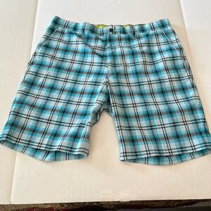 Louis Raphael Golf Shorts Mens 38"‎ waist Blue Plaid